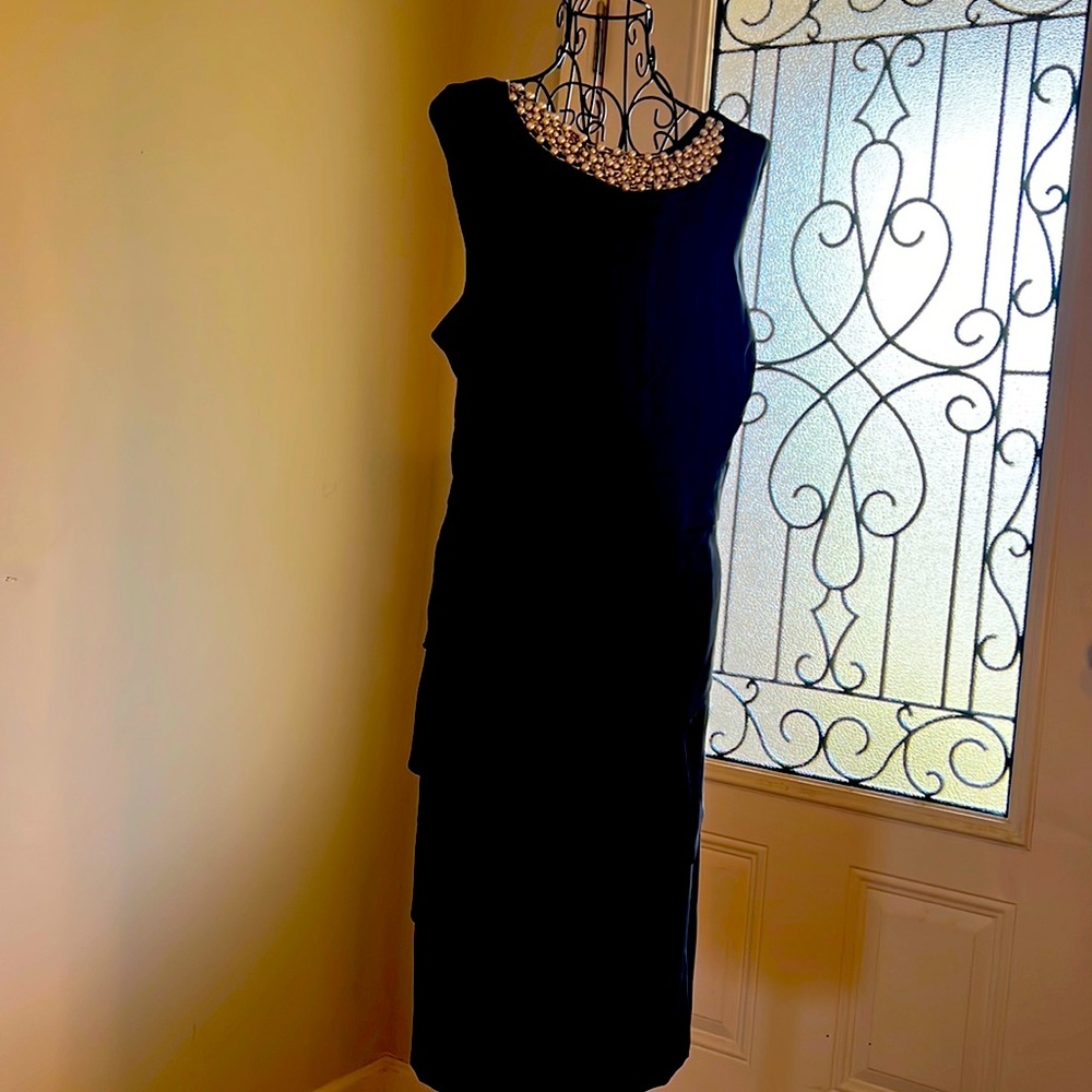 Dress Barn Black Dress with a Pearl Neckline